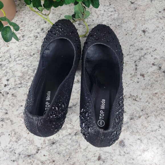 Top Moda Black Rhinestone Platform Heels - Picture 3 of 4